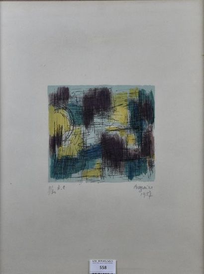 null Jean René BAZAINE (1904-2001)
Composition, 1957
Lithographie en couleurs signée...