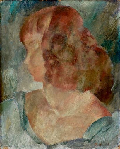 Rodolphe Théophile BOSSHARD (1889-1960) *Jeune fille en buste, de profil, 1918
Huile...