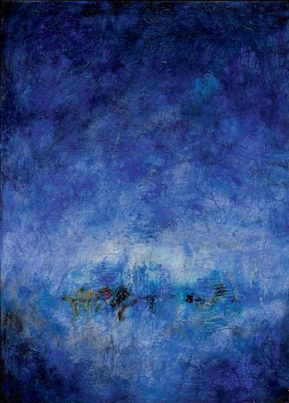 Pierre JACQUEMON (1936-2002) Sans titre, bleu
Huile sur toile, signée en bas à droite,...