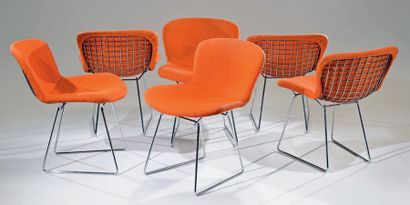 Harry BERTOIA (1915-1978) - Edition Knoll International Suite de six chaises «Wire»,...