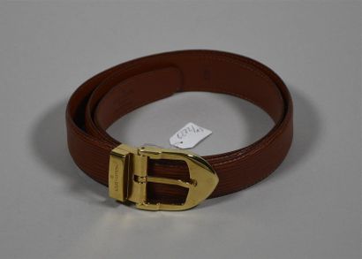 null Louis VUITTON Ceinture en cuir épi cognac, boucle en métal doré Taille 85 ou...