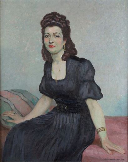 null 
Jane-Agnès CHAULEUR OZEEL (1879-1965)

Jeune femme à la robe noire, 1945

Huile...