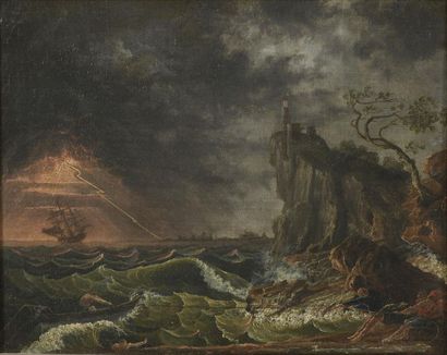 null Ecole FRANCAISE du XVIIIe siècle d'après Joseph VERNET Marine, scène de tempête...