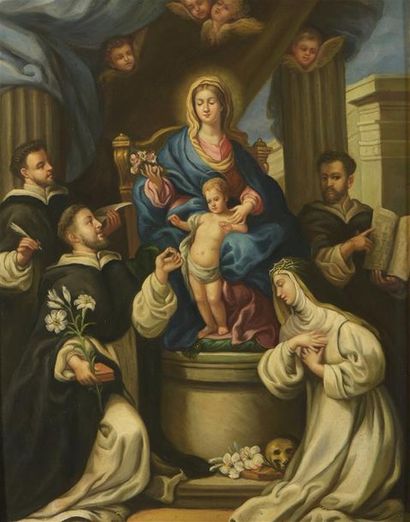 null Ecole italienne d'après Sébastiano CONCA La Vierge et l' Enfant Jésus entourés...