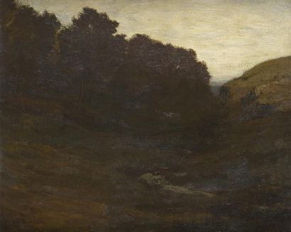 null Auguste Emmanuel POINTELIN (1839-1933) Soir dans le Jura Huile sur toile signée...
