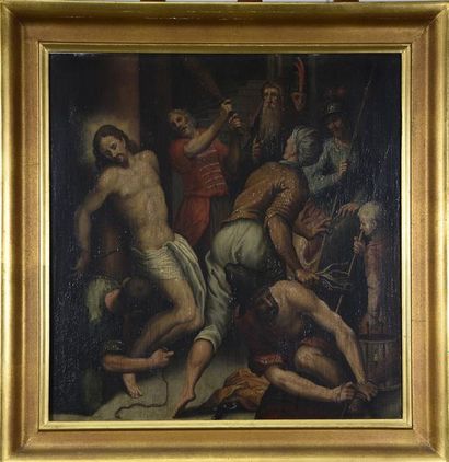 École Flamande du XVIIe siècle Flagellation
Huile sur panneau
H. 70 - L. 78 cm
R...