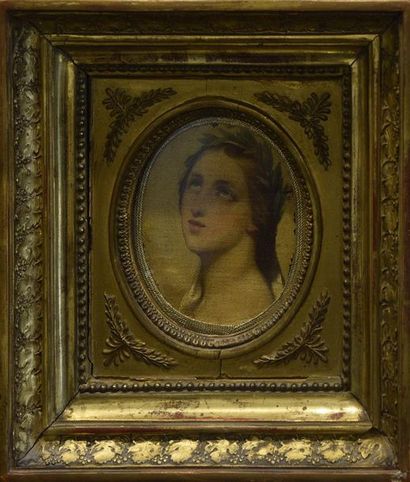École Française du XIXe siècle Portrait allégorique d'une jeune femme à la couronne...