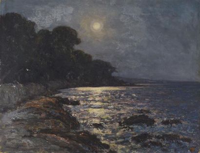 Arsène CHABANIAN (1864-1949) Bord de mer au clair de lune
Huile sur carton, signée...