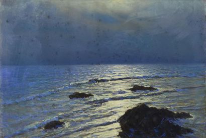Arsène CHABANIAN (1864-1949) Bord de mer et rochers
Pastel et gouache, signé en bas...
