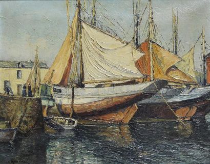 Jean GUENNAL (XXe siècle) Port à marée basse
Huile sur toile signée en bas à gauche...