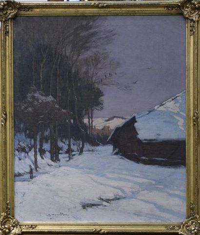 Louis JOURDAN (1872-1948) Hiver en Dombes
Huile sur toile, signée en bas à gauche
H....