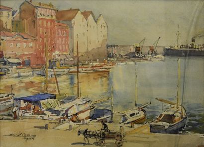 Eugène VILLON (1879-1951) Port de Méditerranée / Paysage au lac, 1951
Aquarelles...