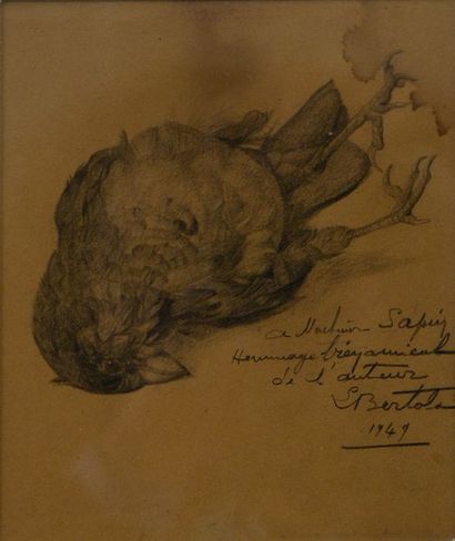 LOUIS BERTOLA (1891-1973) Oiseau mort, 1949
Dessin au crayon signé en bas à droite,...