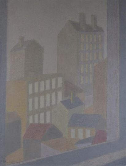 Jean-Michel HARDY (1939-1970) Immeubles, 1965
Pastel en bas à gauche
A vue: H. 63...