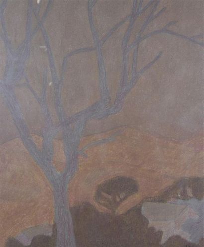 Jean-Michel HARDY (1939-1970) Paysage à l'arbre
Pastel et gouache sur papier, signé...