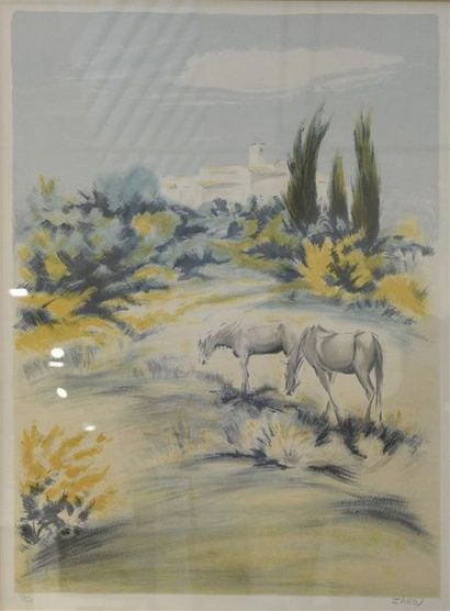 Victor ZAROU (1930-2013) Chevaux en Provence
Lithographie, signée et numérotée 37/225
H....