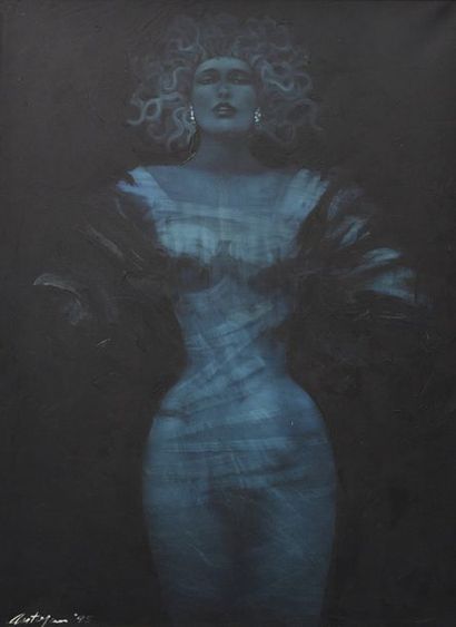 Ares ANTOYAN (1955) Méduse bleue
Huile sur toile, signée en bas à gauche et datée...