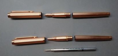 null WATERMAN Parure en métal doré, un stylo plume, la plume en or jaune 18 K (750/°°)...