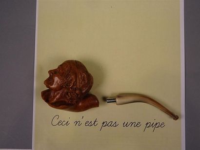 null Attribué à BUTZ CHOQUIN France Pipe courbe en bruyère sculptée figurant la tête...