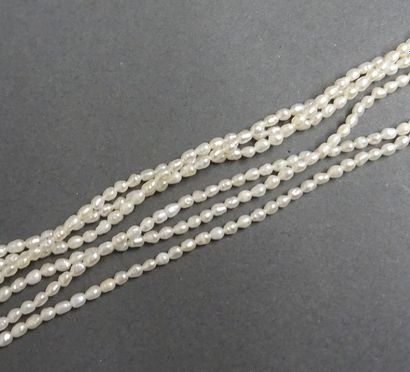 null Petit collier de perles d'eau douce à deux rangs, fermoir en or gris 18k (750°/°°)...