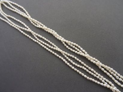null Petit collier de perles d'eau douce à deux rangs, fermoir en or gris 18k (750°/°°)...