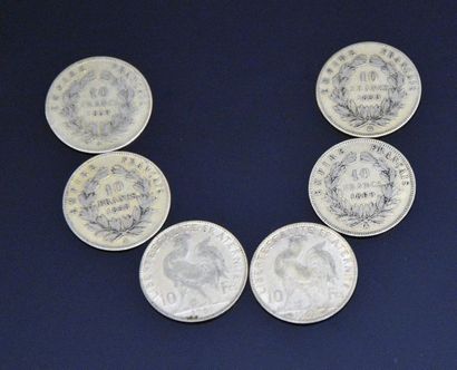 null FRANCE, lot de pièces en or: - 4 pièces de 10 Francs or Napoléon III tête nue:...