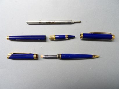 null WATERMAN Lot de deux stylos dont stylo bille et un porte mine, attributs do...