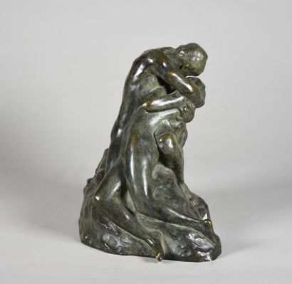 null Godefroid DEVREESE (1861-1941) Le Baiser Epreuve en bronze à patine verte, signée,...