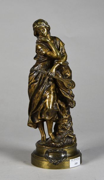 null Adrien Etienne GAUDEZ (1845-1902) Mignon Epreuve en bronze à patine brun médaille,...