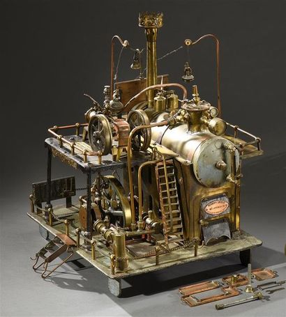 null Machine à vapeur et atelier miniature à adapter, fabriqué en 1910-11 à Villefranche...