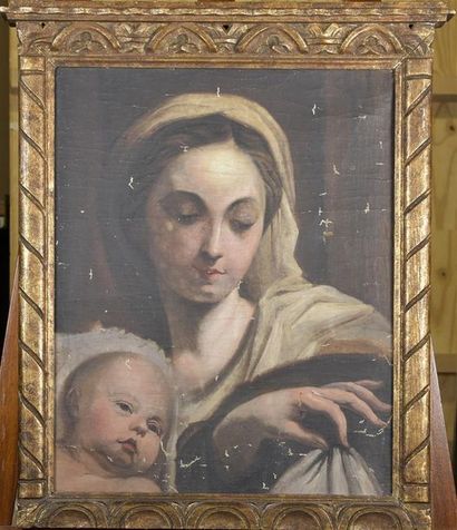 null Ecole FRANCAISE du XIXe siècle, daprès Raphaël Vierge à l'enfant Huile sur toile...