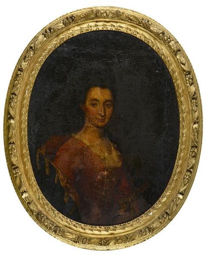 null Ecole FRANCAISE du XVIIIe siècle Portrait présumé d'Antoinette d'Origny Huile...