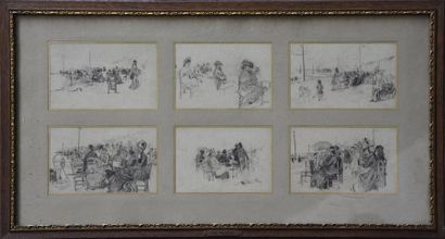 null Adrien MARIE (1848-1891) Six dessins au fusain dont un monogrammé Dimensions...