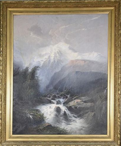 null Jean Marie REIGNIER (1815-1886) Le torrent Huile sur toile signée en bas à droite...
