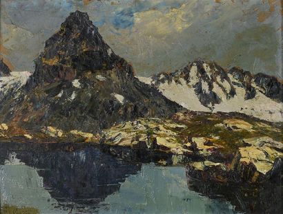 null Joseph Victor COMMUNAL (1876-1962) Le Mont Seti - Les Evettes Huile sur carton...