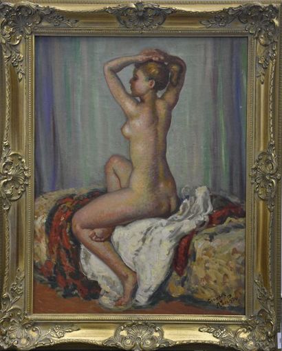 null Georges MARCHOU (1898-1984) Nu de dos les bras levés Huile sur toile signée...
