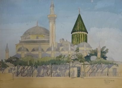 null Roger TOURTE (1903-1972)
Vues de Turquie et de Grèce
Suite de quatre aquarelles,...