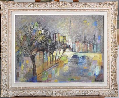 null Suzanne BERTHET (1900-1990) Quai de Seine nocturne, 67 Huile sur toile signée...