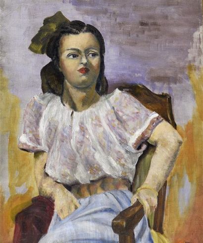 null Marcel COSSON (1878-1956) Femme dans un fauteuil Huile sur toile signée en bas...