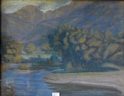 null Maurice RODIEUX (1876-1927) Les eucalyptus au bord de la rivière de Porto, Corse...