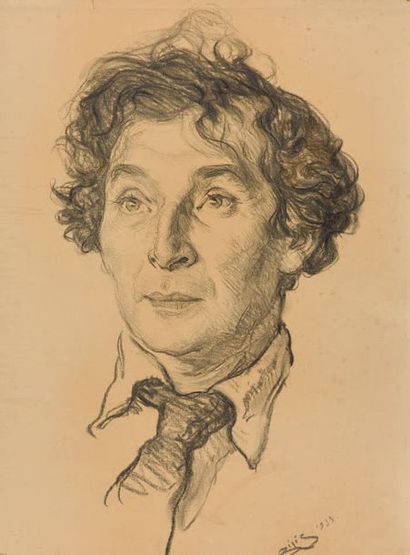 Aaron BILIS (1893-1971) Portrait de Marc Chagall, 1933
Dessin au fusain, signé et...