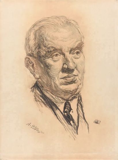 Aaron BILIS (1893-1971) Portrait de Louis Lumière, 1932
Dessin au fusain, signé et...