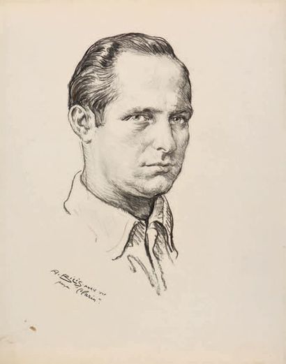 Aaron BILIS (1893-1971) Portrait de Fangio, 1948
Dessin au fusain, signé et daté...