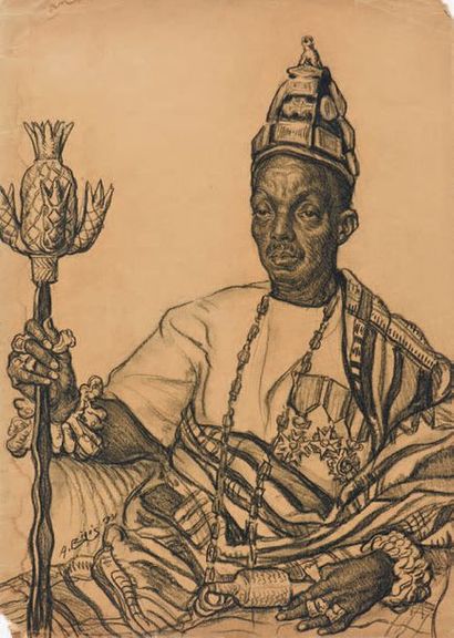 Aaron BILIS (1893-1971) Boa Kouassi, Roi de l'Or (Niger)
Fusain, signé et daté en...