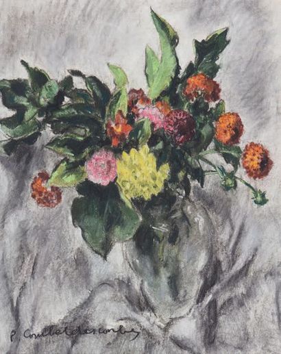 Pierre COMBET-DESCOMBES (1885-1966) Bouquet dans un vase
Pastel, signé en bas à gauche
A...