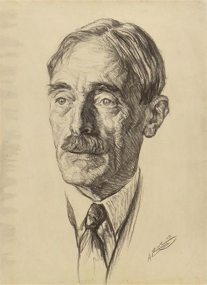 Aaron BILIS (1893-1971) Portrait de Paul Valéry, 1928
Dessin au fusain, signé et...