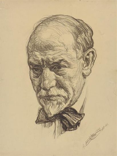 Aaron BILIS (1893-1971) Portrait de Luigi Pirandello, 1927
Dessin au fusain, signé,...