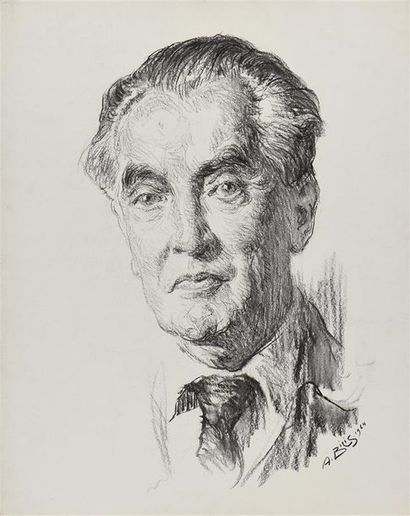 Aaron BILIS (1893-1971) Portrait de Jean Paulhan, 1964
Dessin au fusain, signé et...