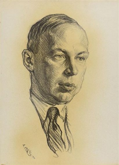 Aaron BILIS (1893-1971) Portrait de Sergueï Prokofiev, 1930
Dessin au fusain, signé...