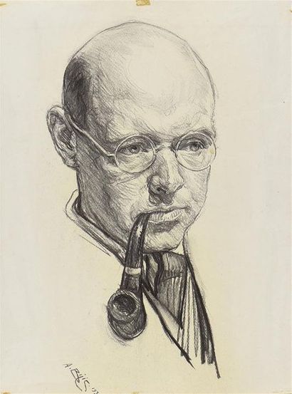 Aaron BILIS (1893-1971) Portrait de Pablo Casals, 1930
Dessin au fusain, signé et...